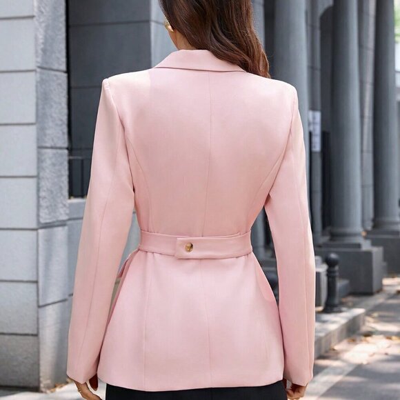 Pink Elegant Women's Suit Jacket - Picture 2 of 5